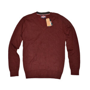 SOUL OF LONDON‎ NEW $88 Long Sleeve V-Neck Lightweight Sweater Burgundy Small